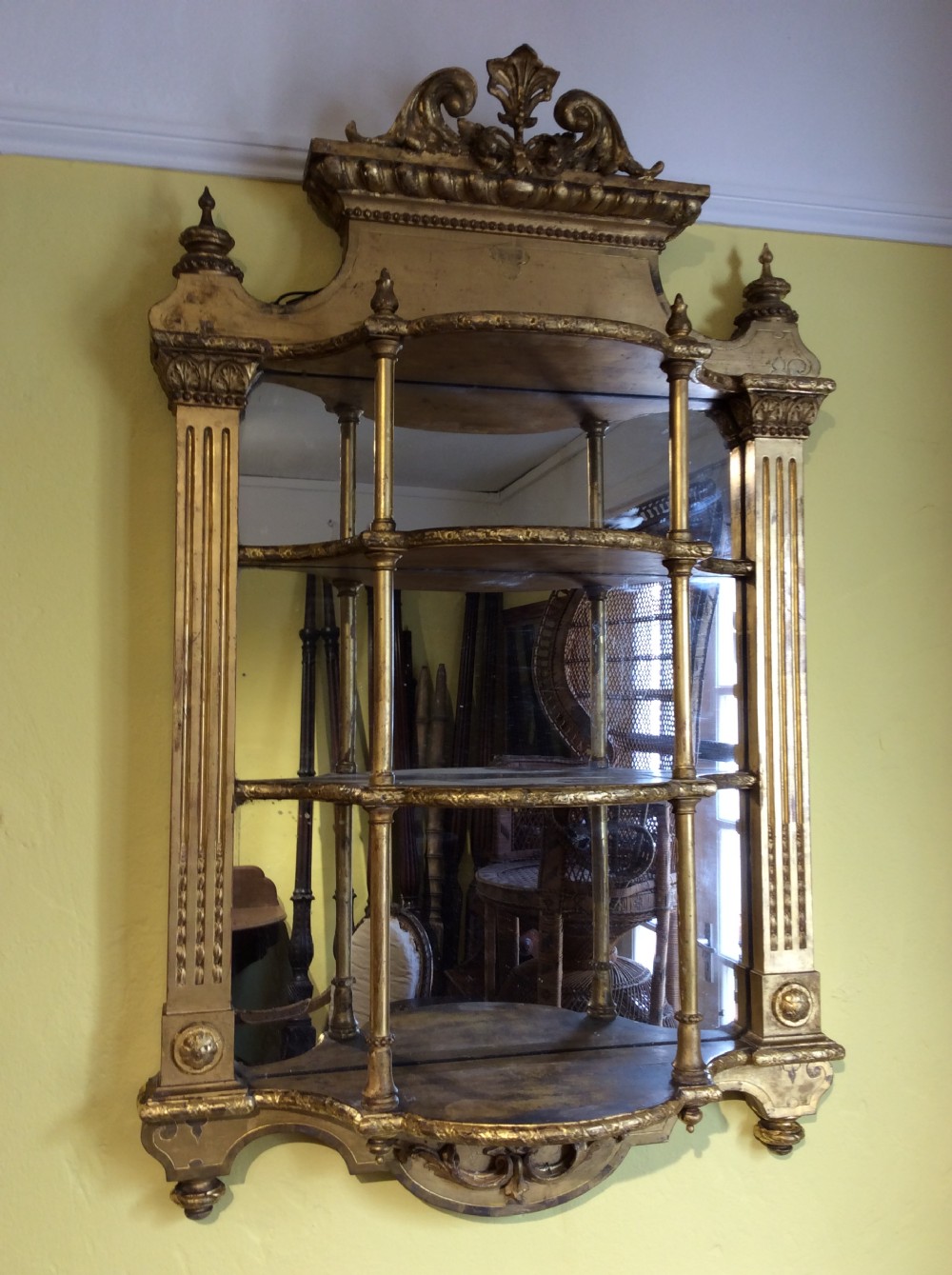 A pair of 19thC gilt mirror shelves View XIII