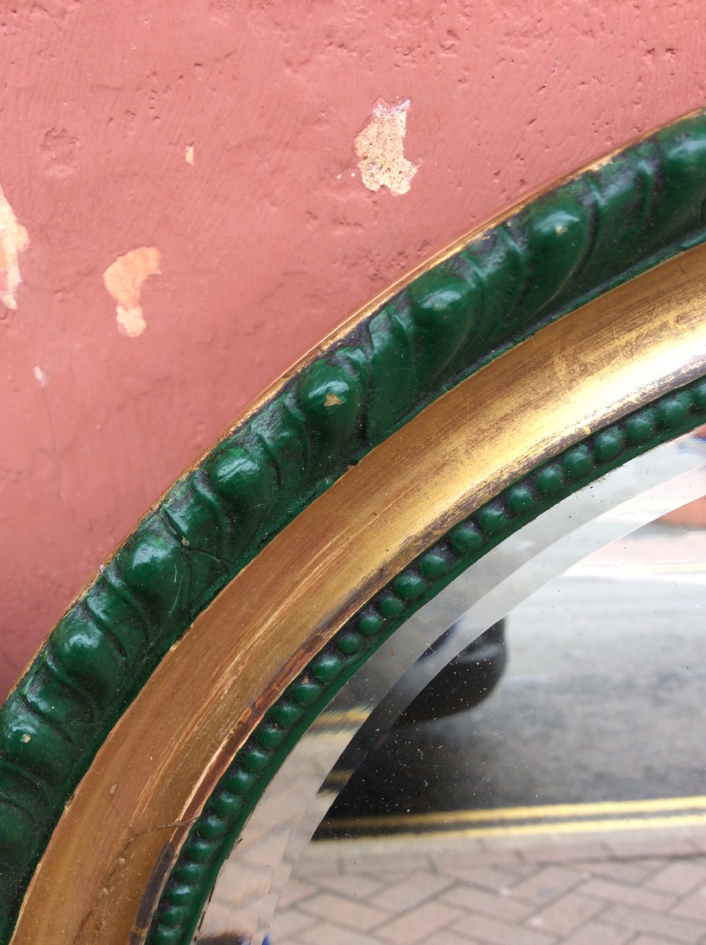 A 19thC Pair of decorated circular bevelled mirrors View IV