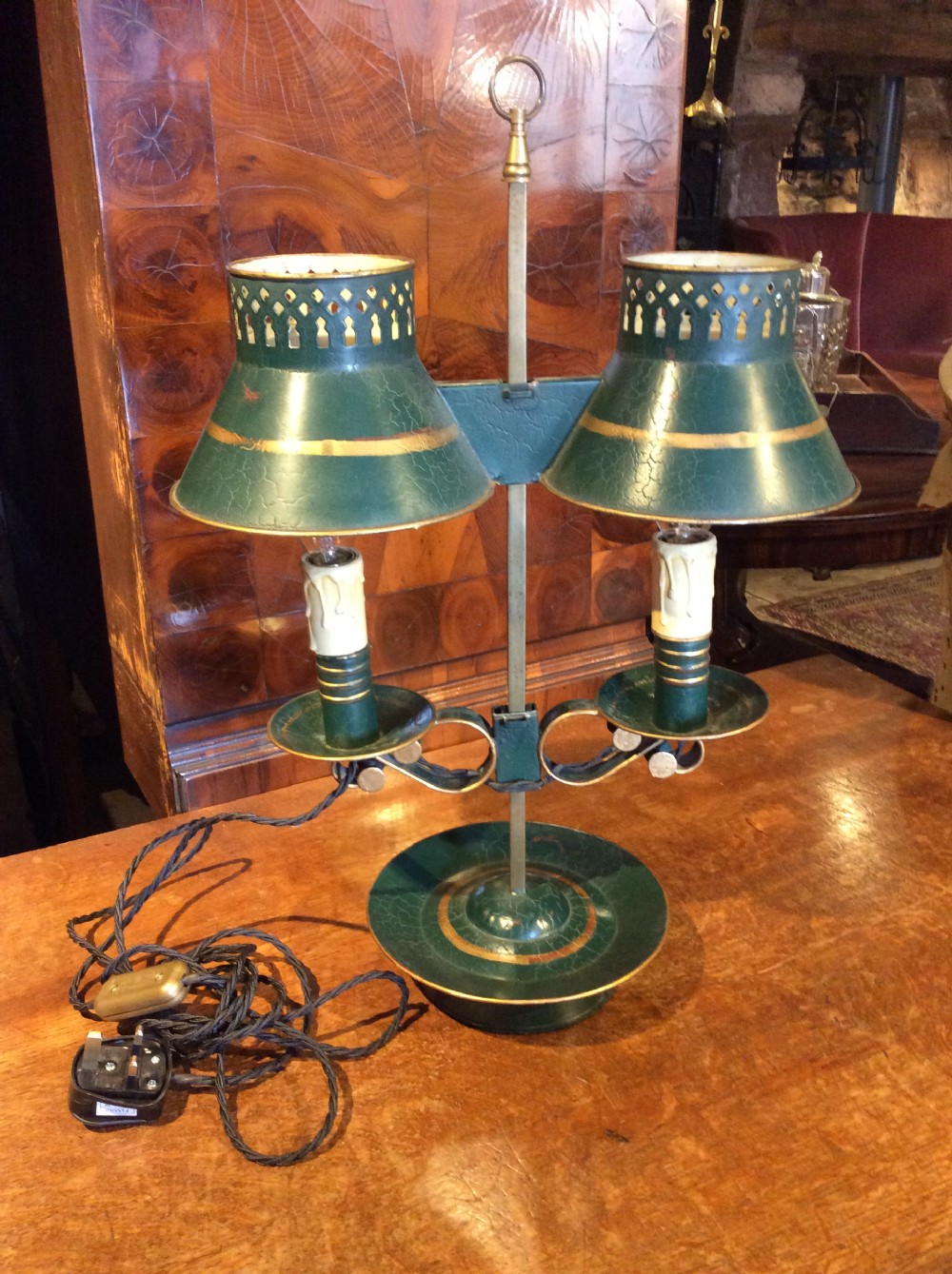 A 19thC toleware student lamp View IV