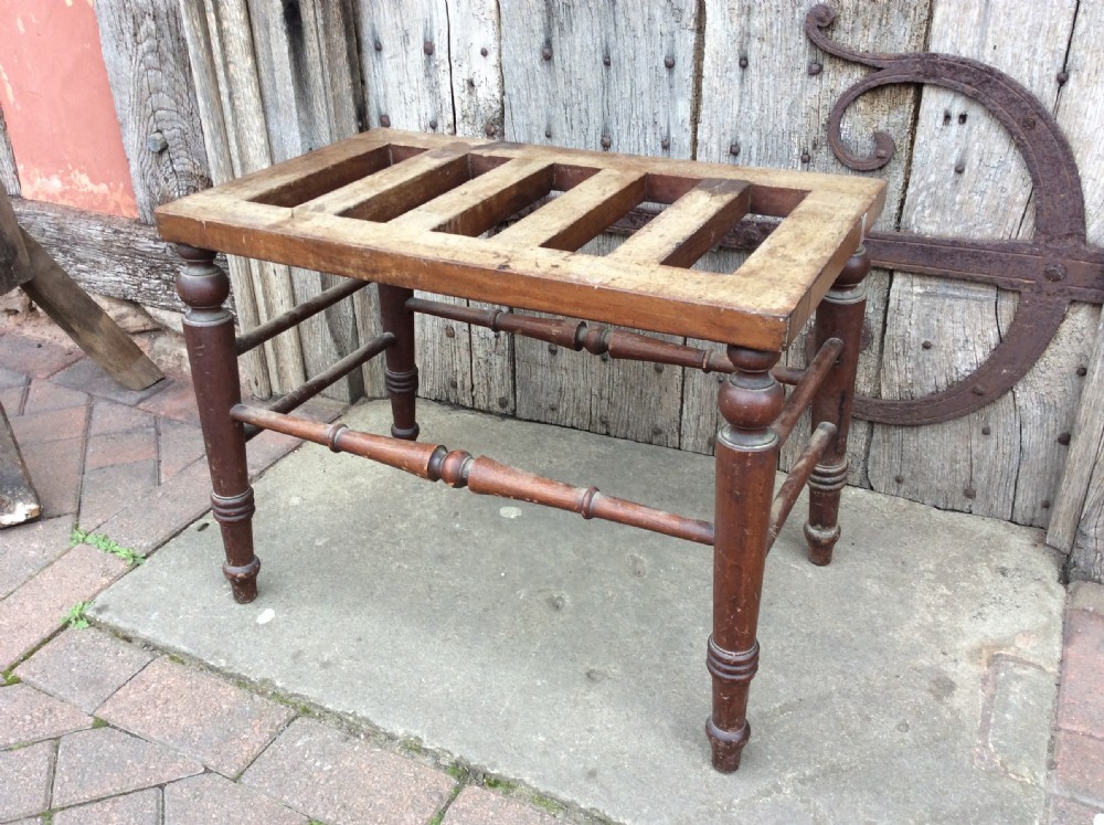 19thC walnut  single luggage rack View II