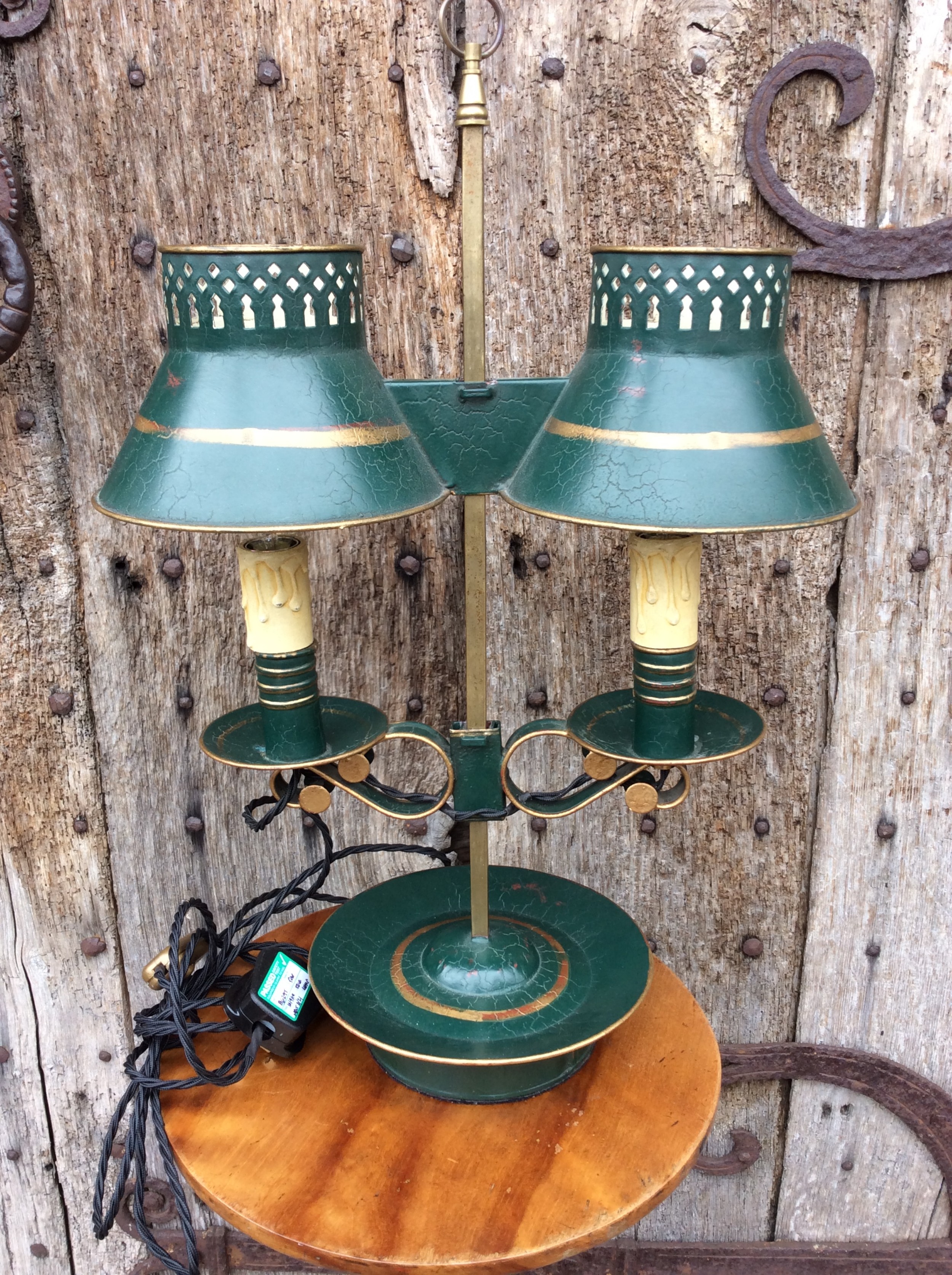 A 19thC toleware student lamp