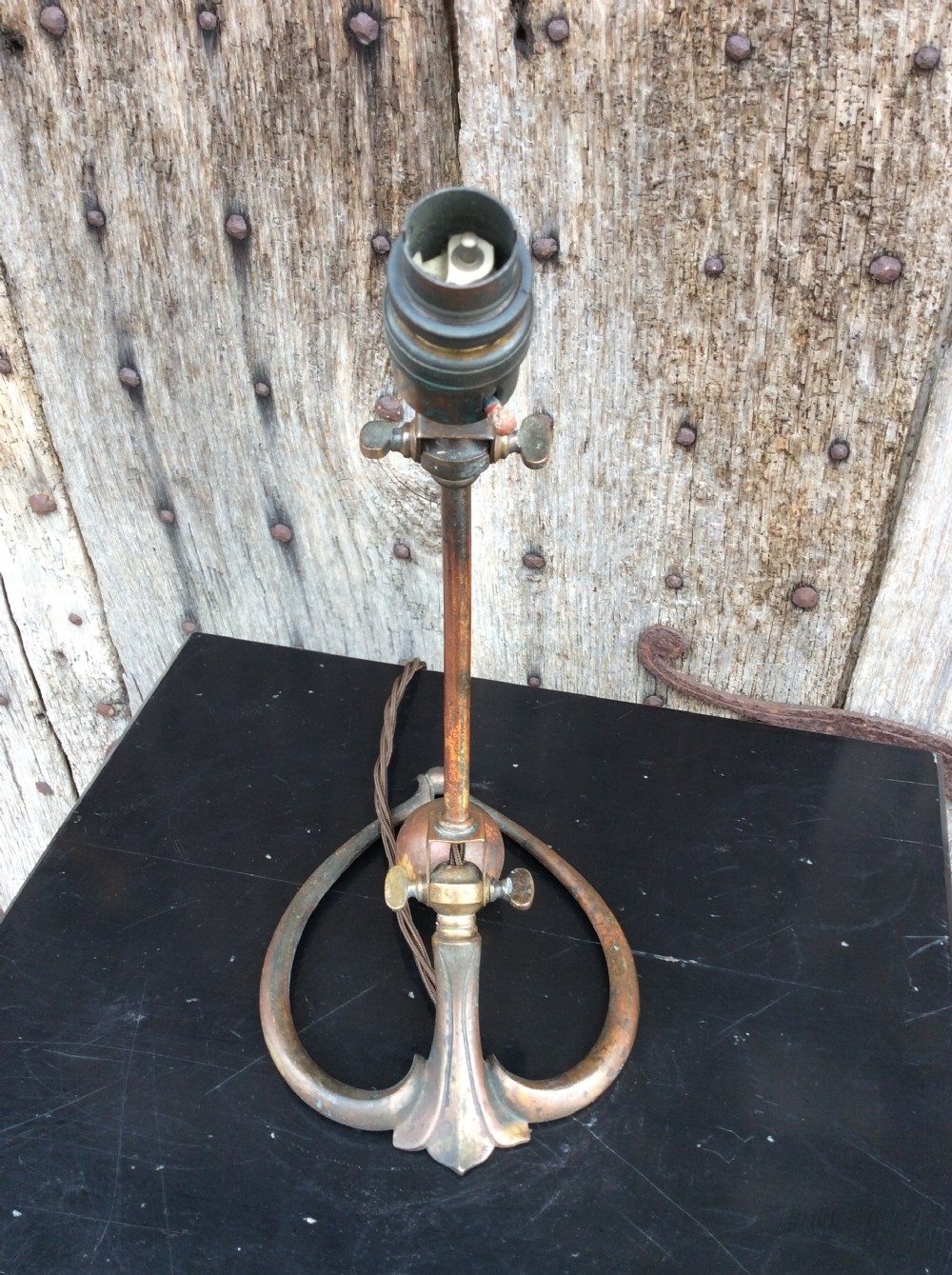 A Benson Arts and craft brass table lamp View II