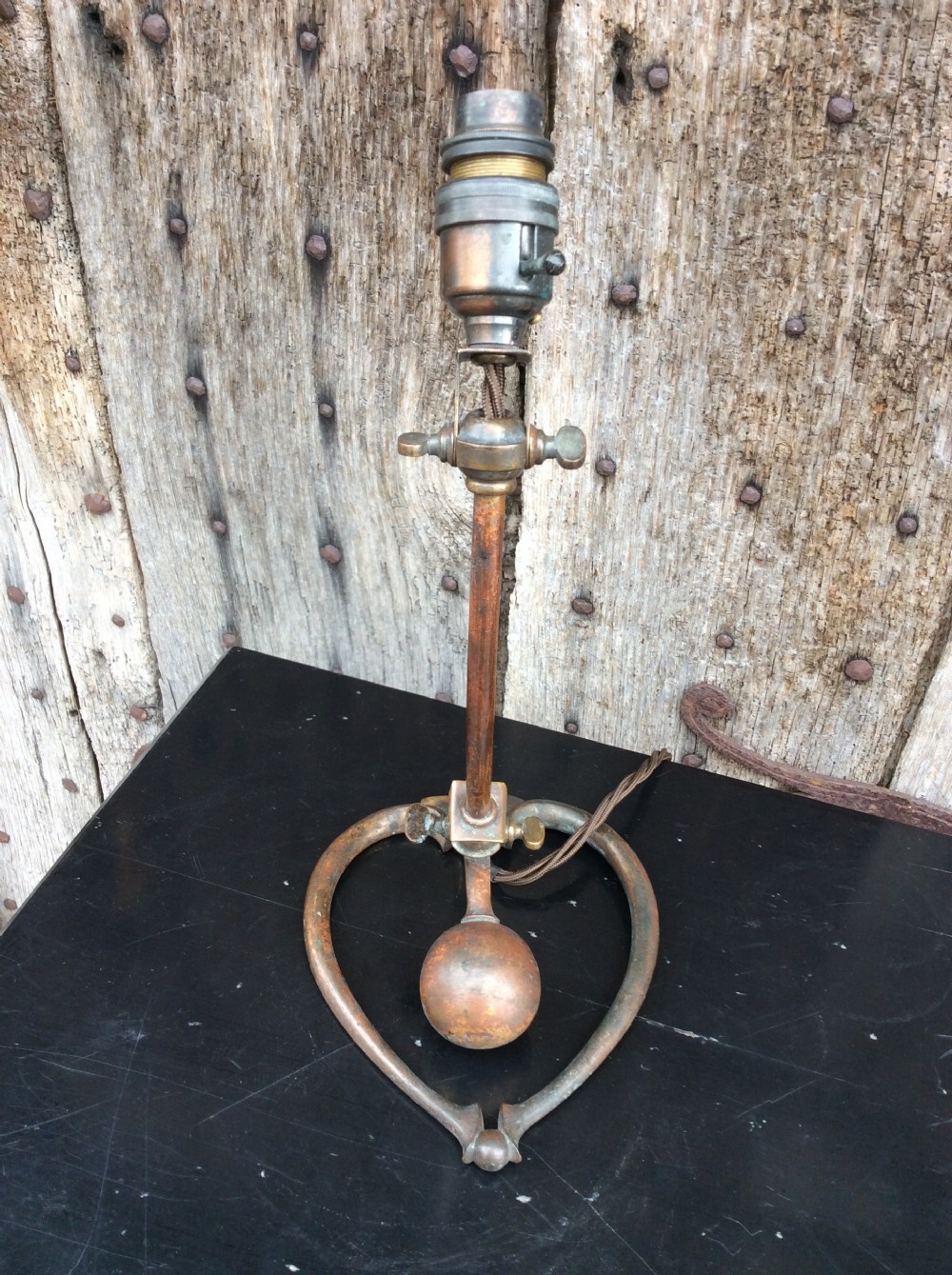 A Benson Arts and craft brass table lamp View III