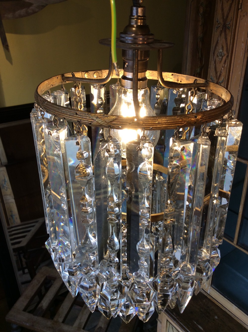 A 19thC led crystal and gilt chandelier