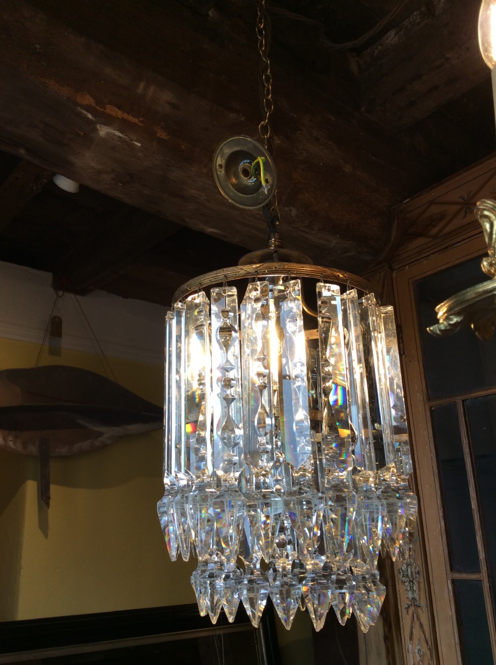 A 19thC led crystal and gilt chandelier View III