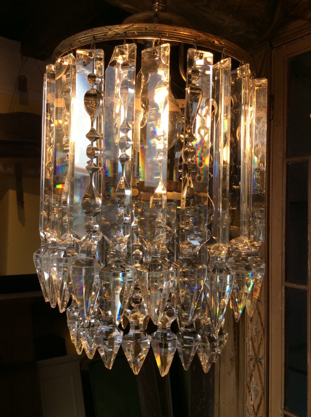 A 19thC led crystal and gilt chandelier View V