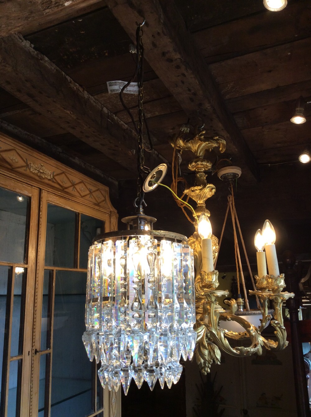 A 19thC led crystal and gilt chandelier View VI