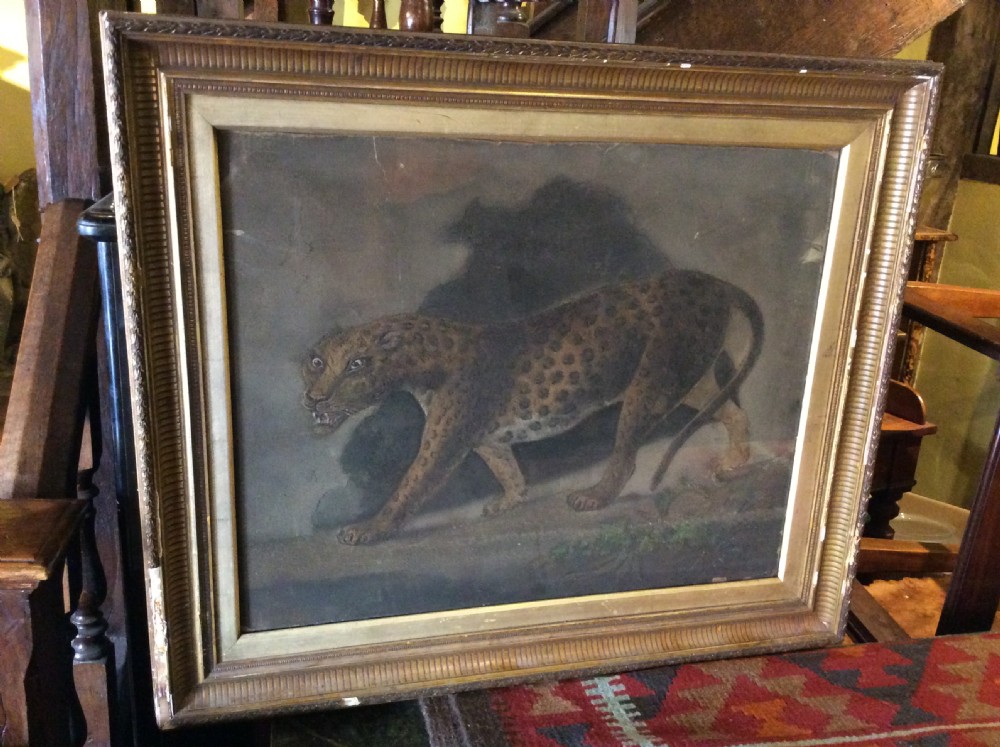 A 19thC Sand picture of a cheetah View III