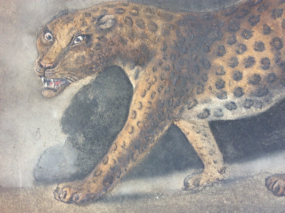 A 19thC Sand picture of a cheetah View VIII