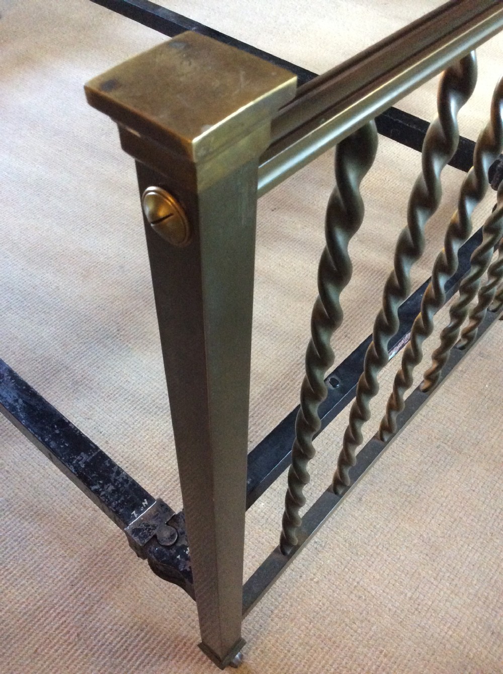 A pair of 19thC single brass beds by Hoskins View V
