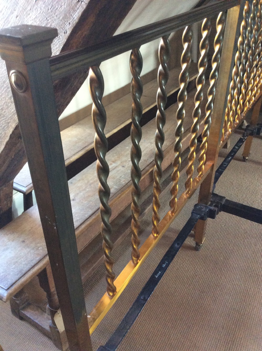 A pair of 19thC single brass beds by Hoskins View VI