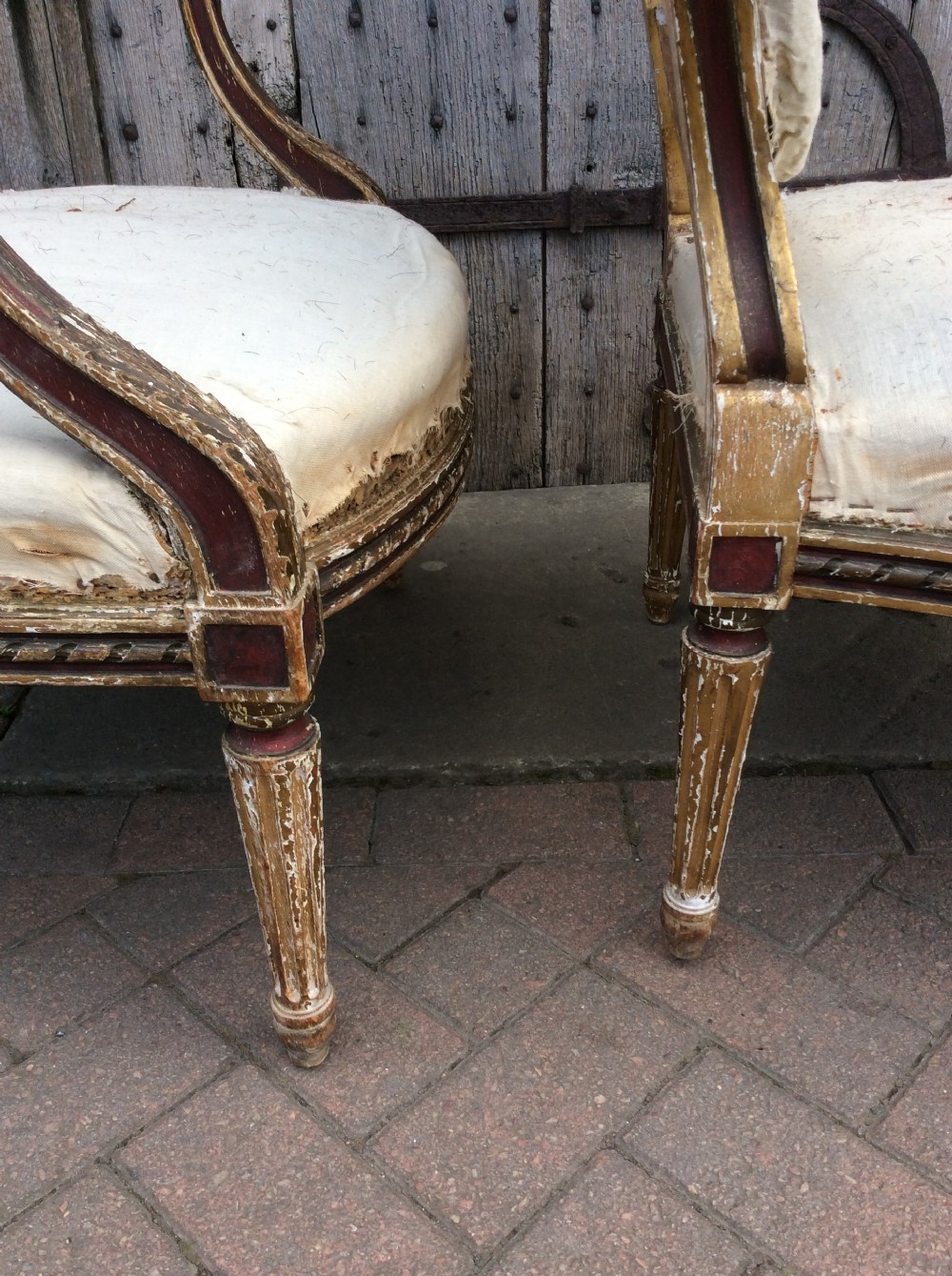 A pair of 19thC French country house elbow armchairs View XI