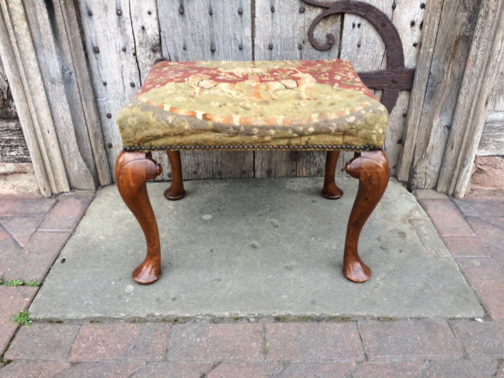 A 19thc walnut cabriole leg stool View II