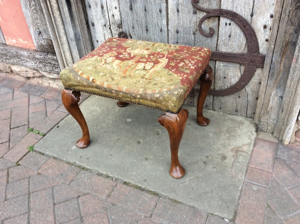 A 19thc walnut cabriole leg stool View III