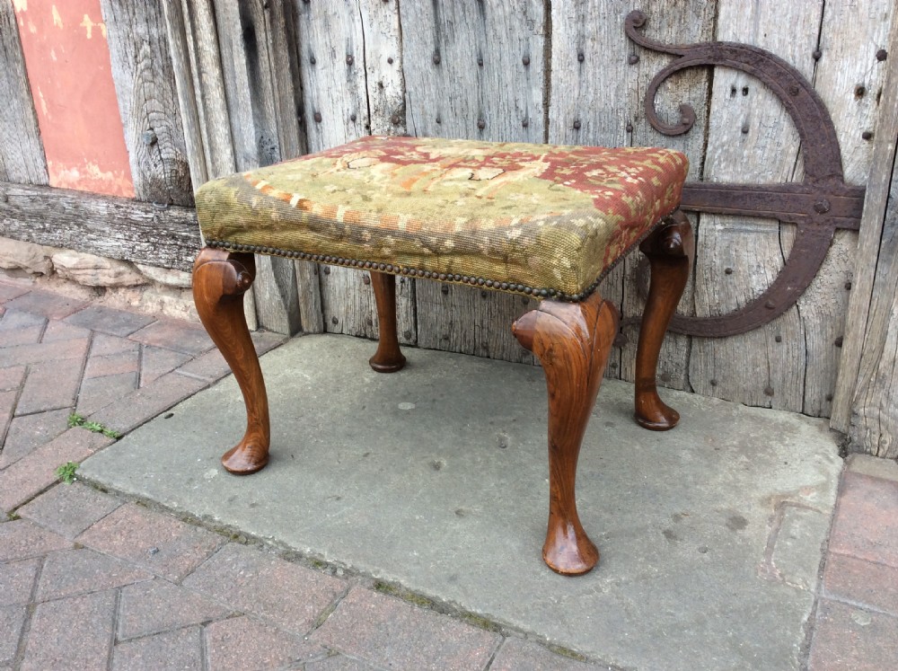 A 19thc walnut cabriole leg stool View IV