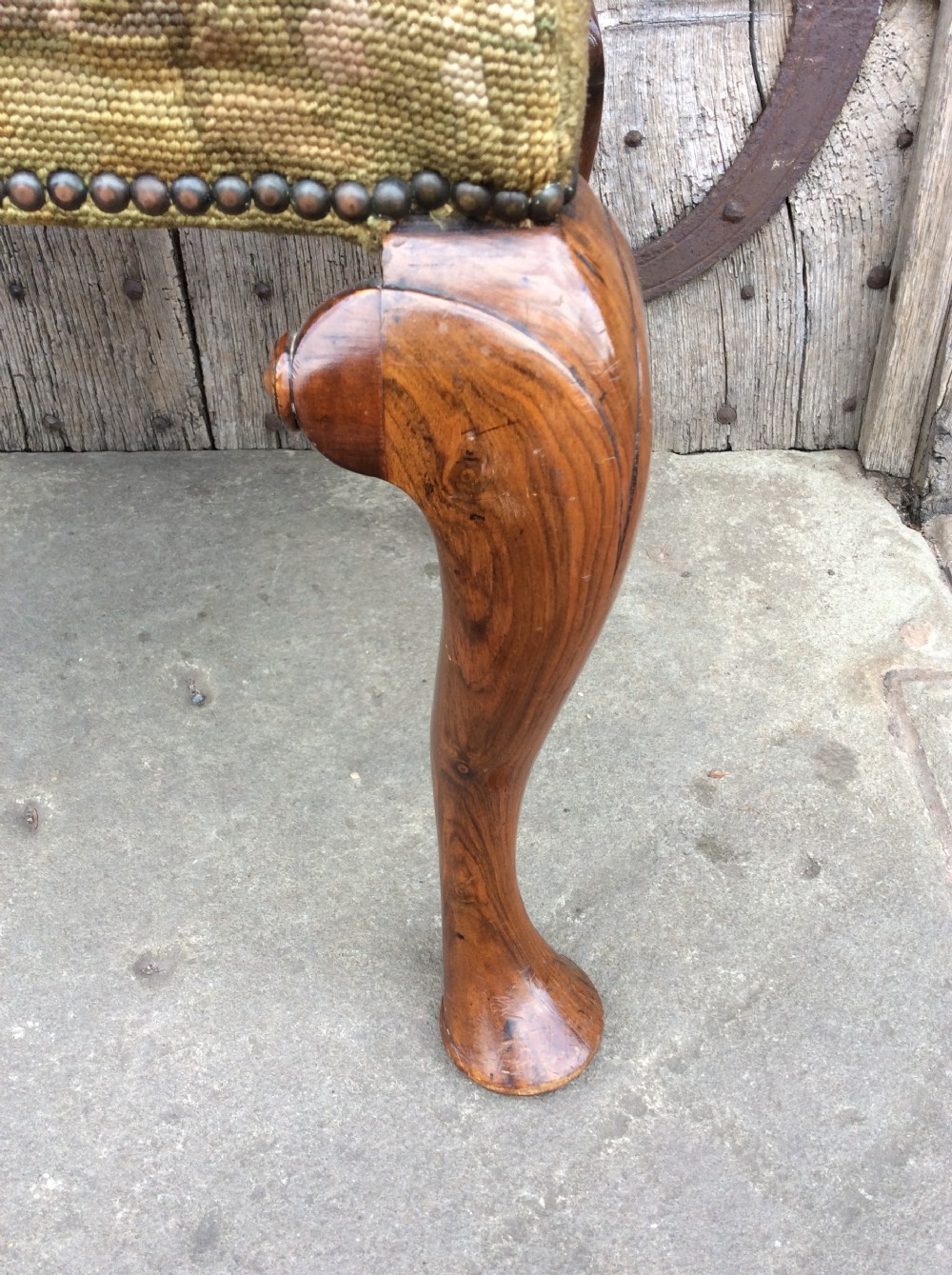 A 19thc walnut cabriole leg stool View VI