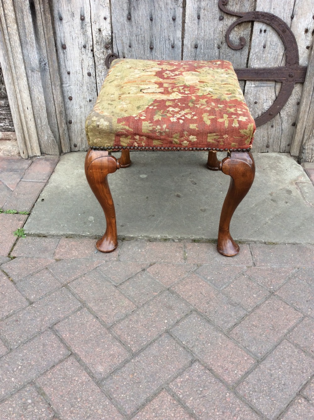 A 19thc walnut cabriole leg stool View IX