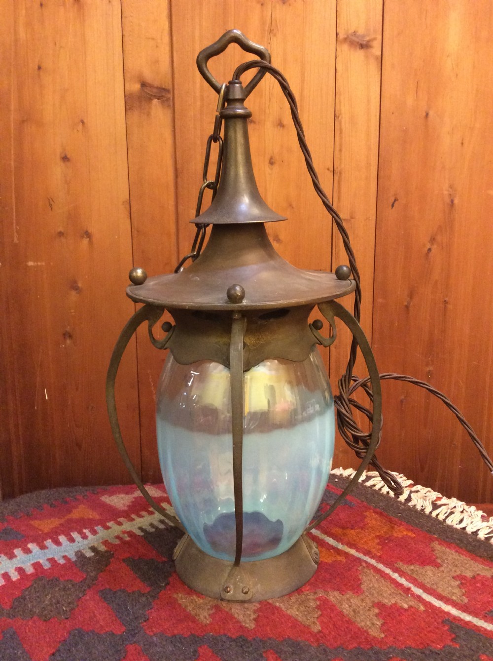 An Arts & Crafts copper and brass lantern