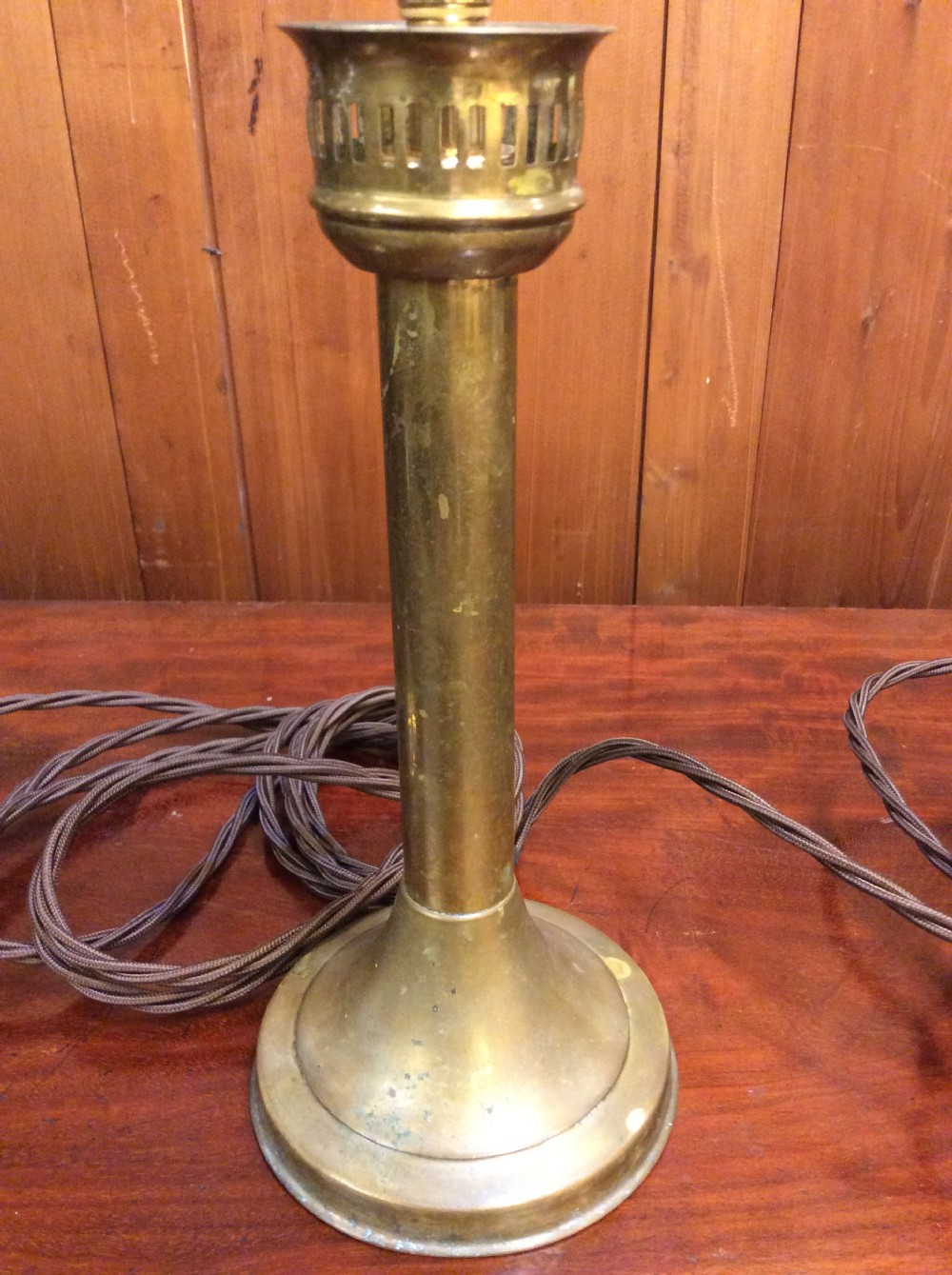 A pair of Edwardian brass table lamps View IV