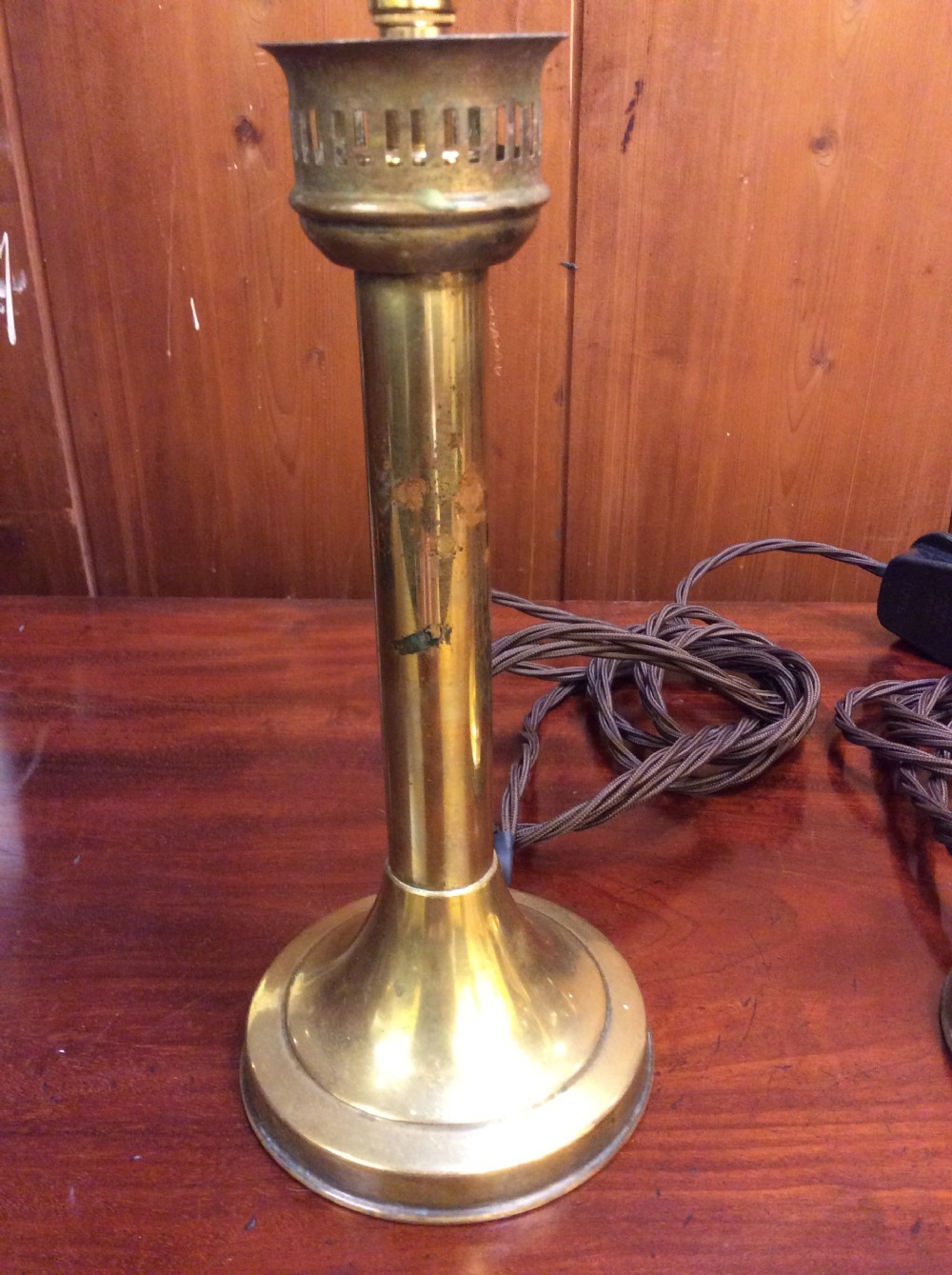 A pair of  Edwardian brass table lamps View II