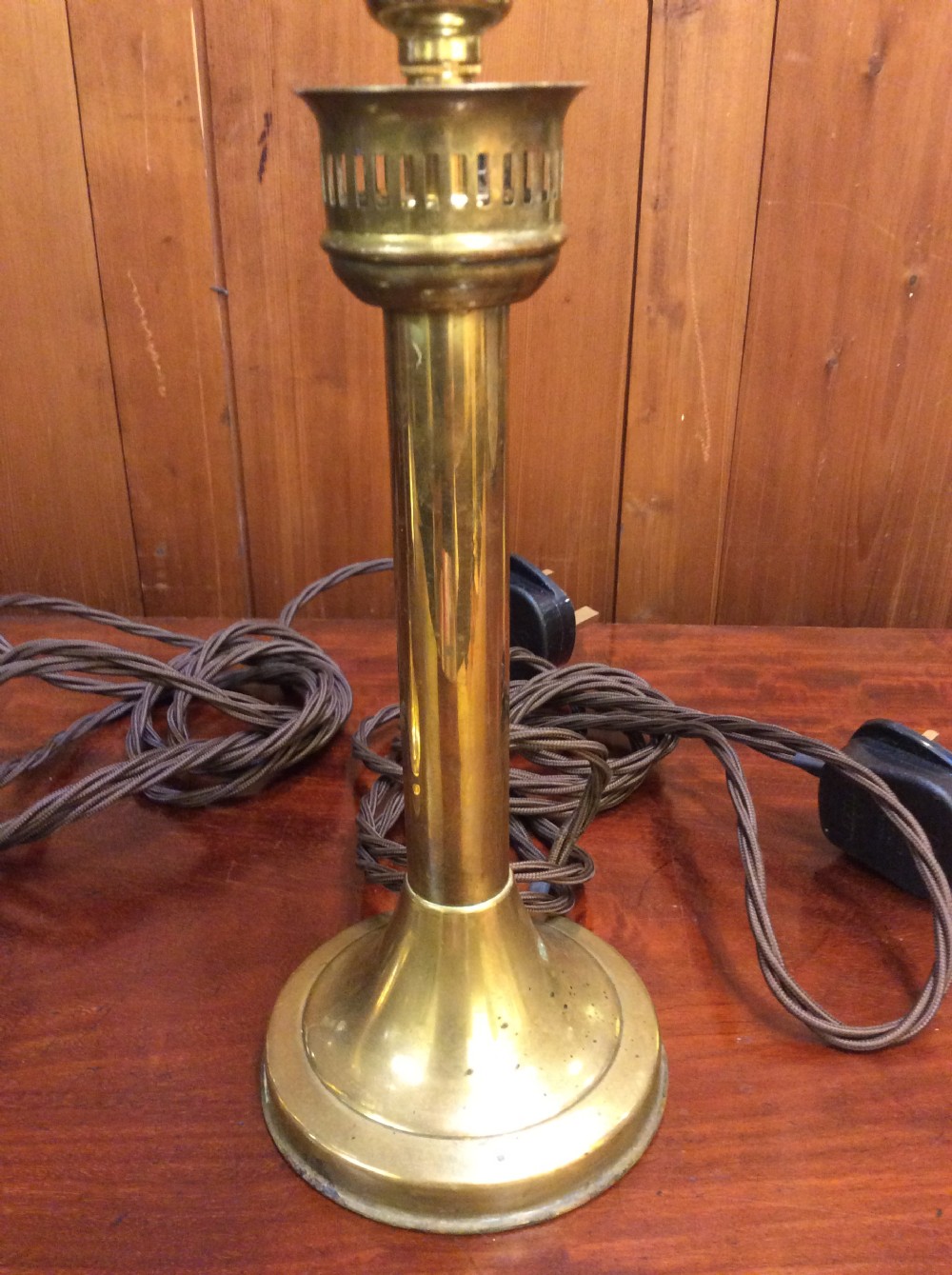 A pair of  Edwardian brass table lamps View IV