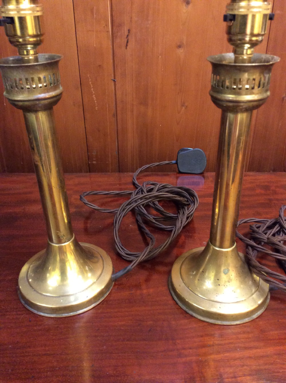A pair of  Edwardian brass table lamps View V