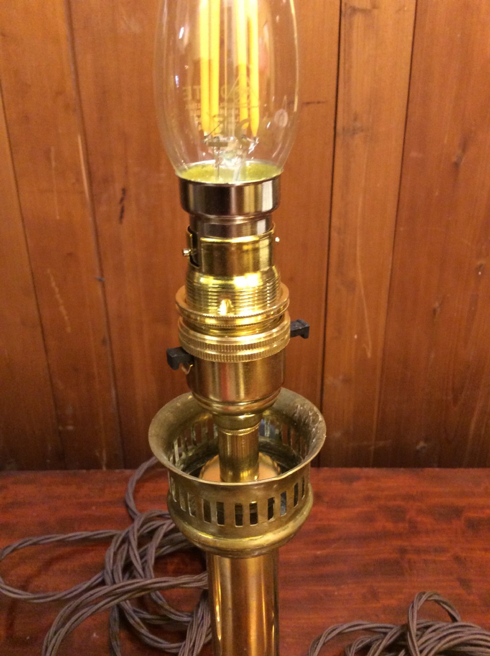 A pair of  Edwardian brass table lamps View VII
