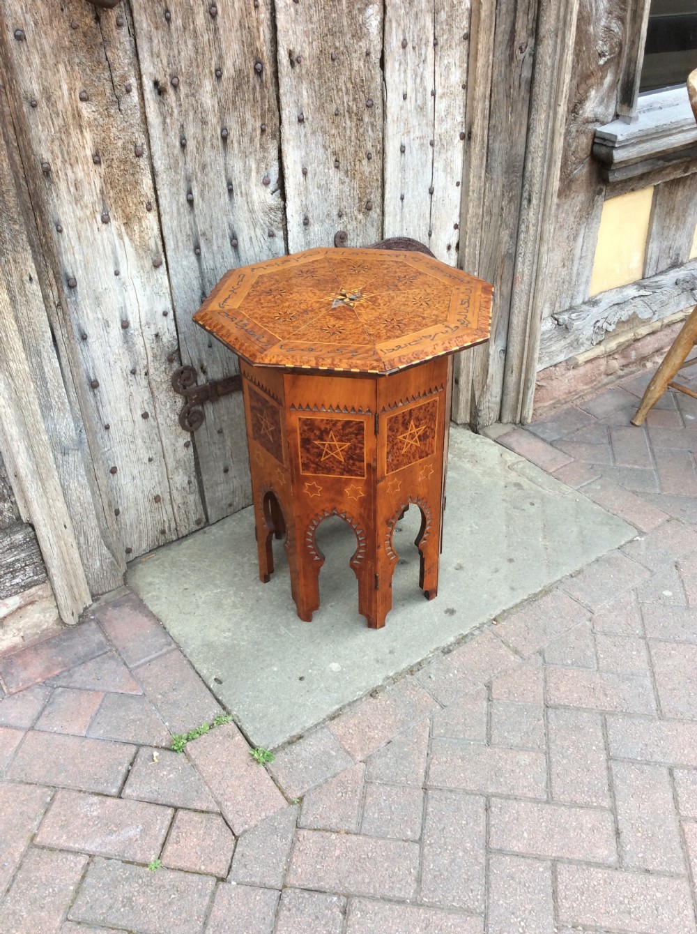 A 19thC Thuya & olive wood octagonal top moorish table View III