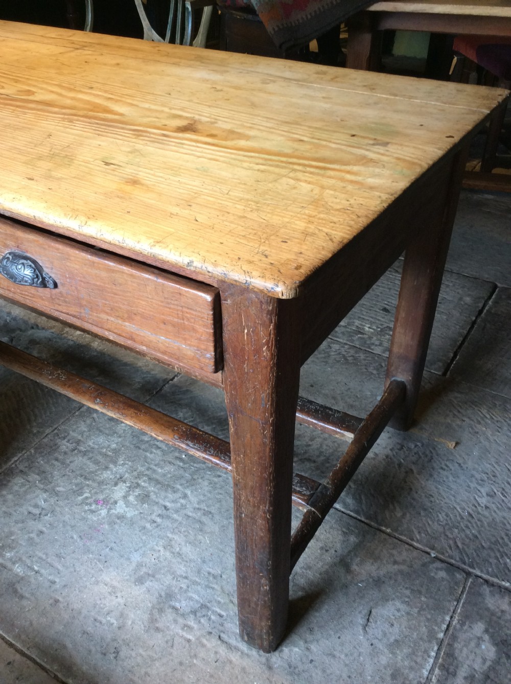 19thC Pine refectory table View III