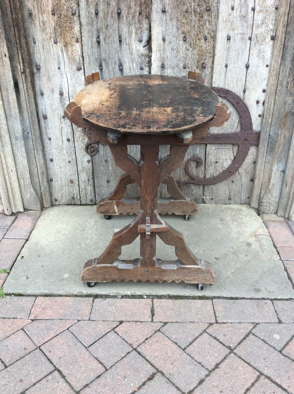 An Arts & Crafts gothic revival oak table View IV