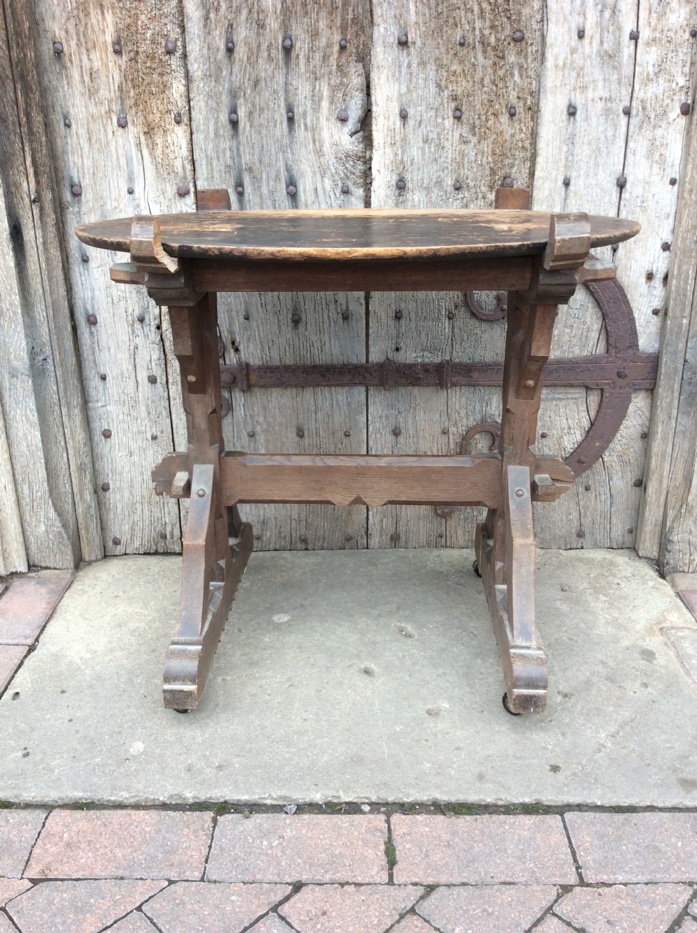 An Arts & Crafts gothic revival oak table View VI