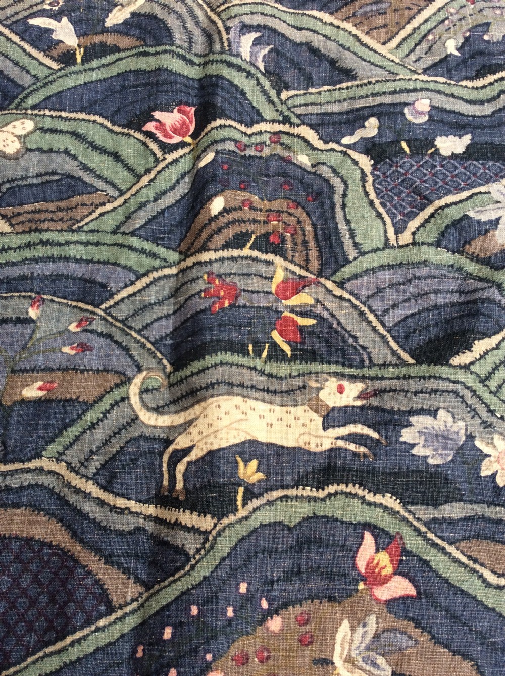 An Arts and crafts linen fabric remnant View II