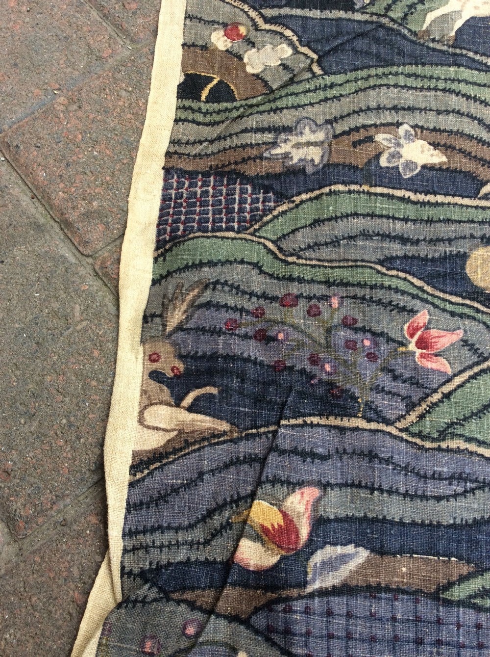 An Arts and crafts linen fabric remnant View III