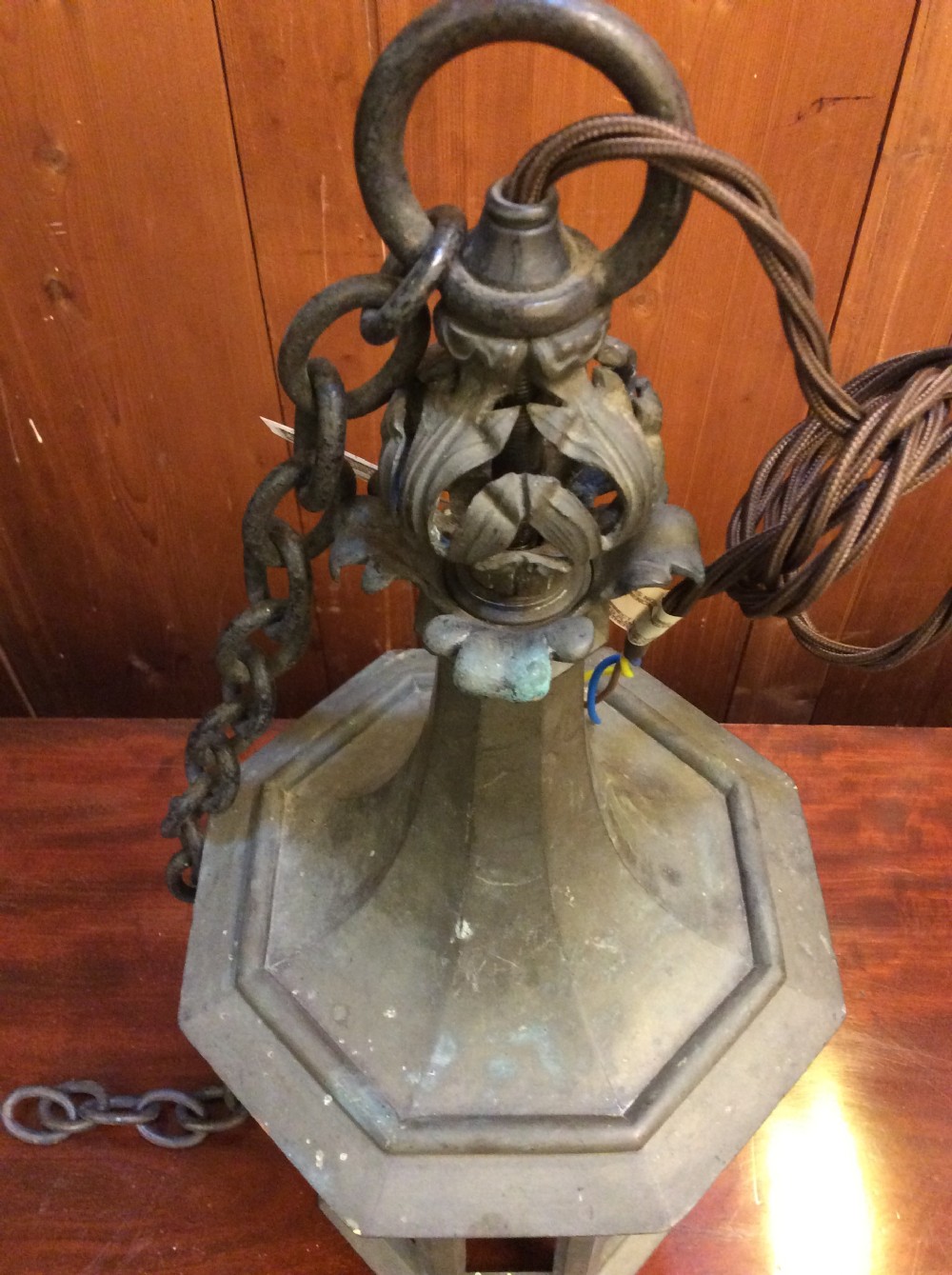 An early 20thC gothic revival bronze hall lantern View IV