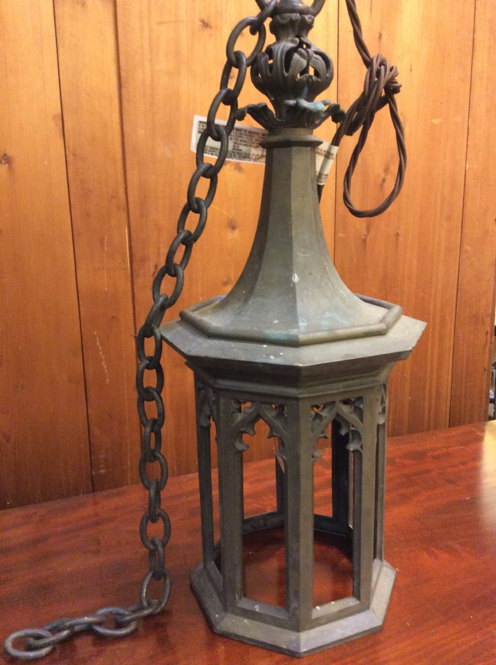 An early 20thC gothic revival bronze hall lantern View V