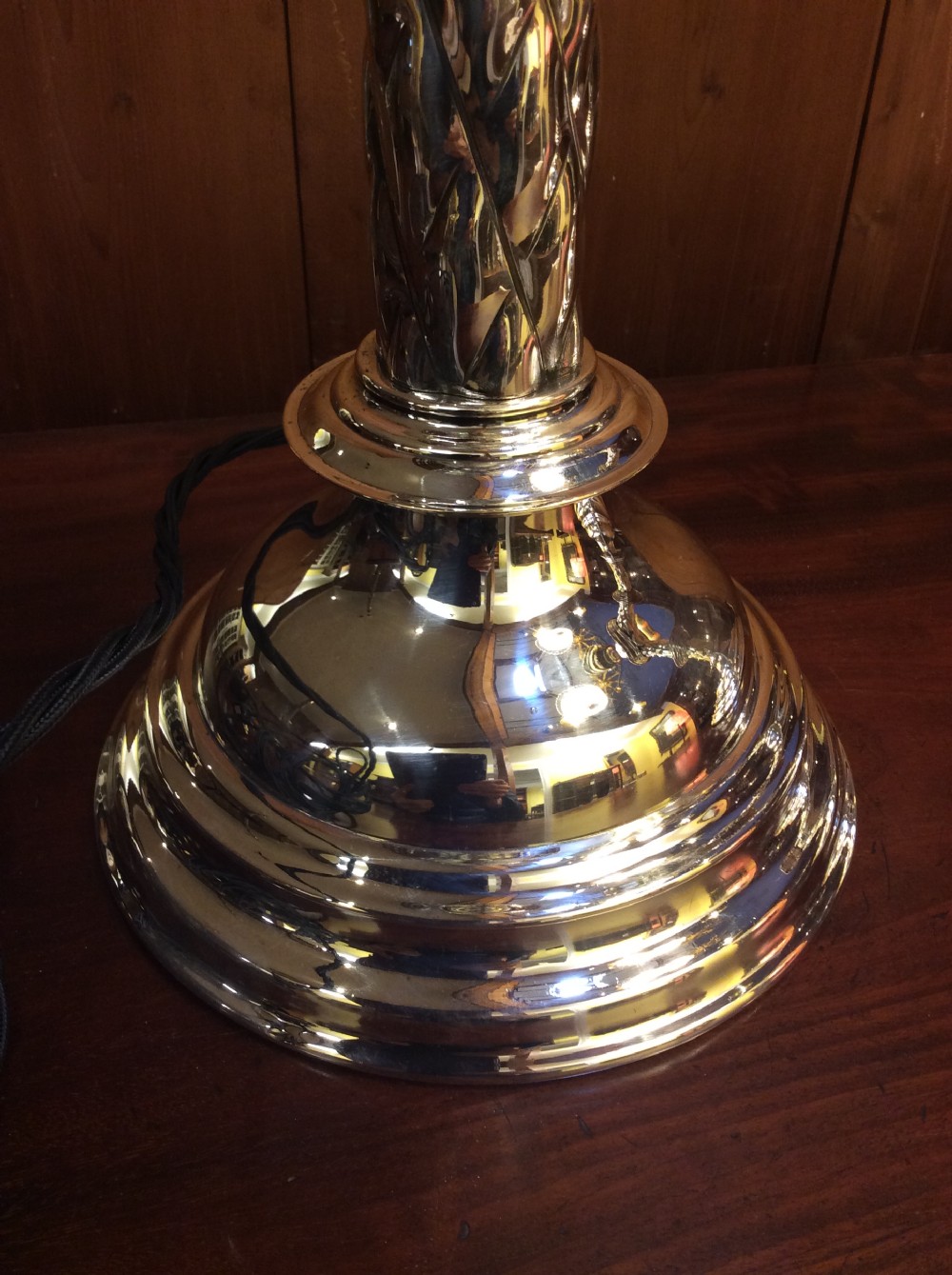 A pair of Edwardian silver plated converted Gothic candlesticks View IV