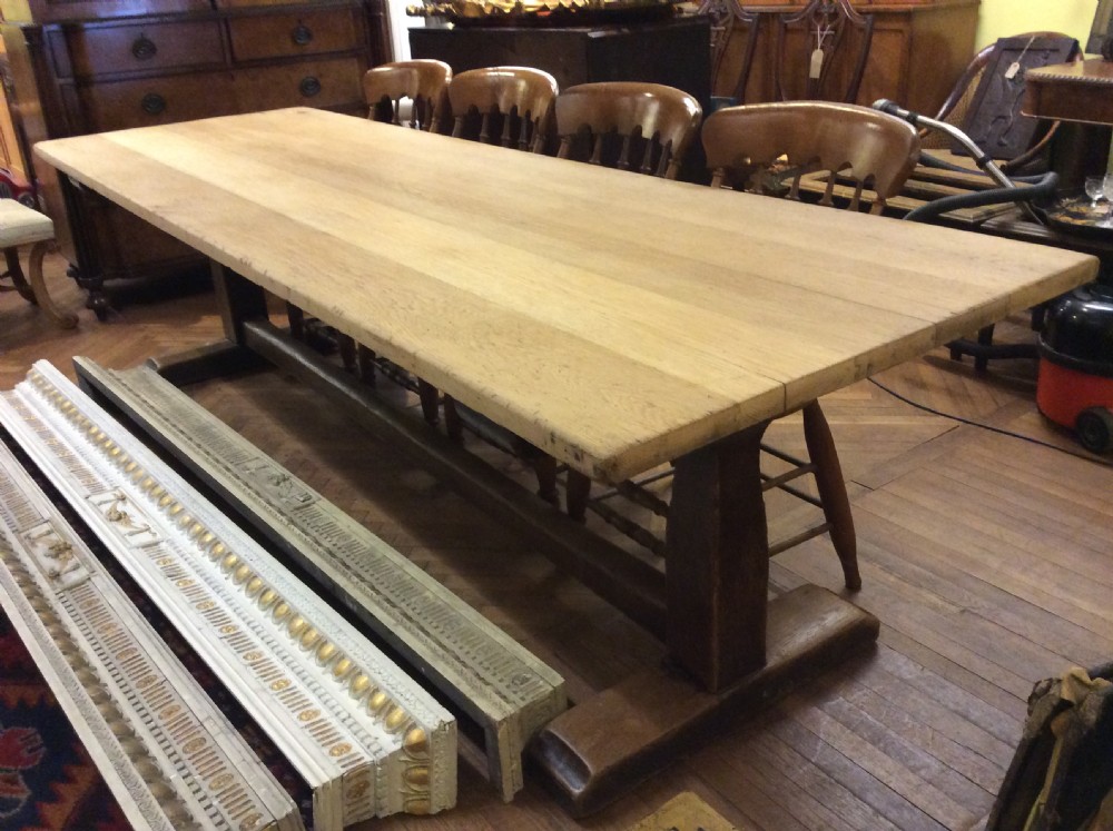 An early 20thC 10 seater oak refectory table View II