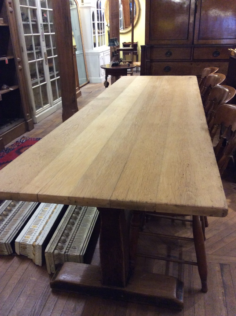 An early 20thC 10 seater oak refectory table View V
