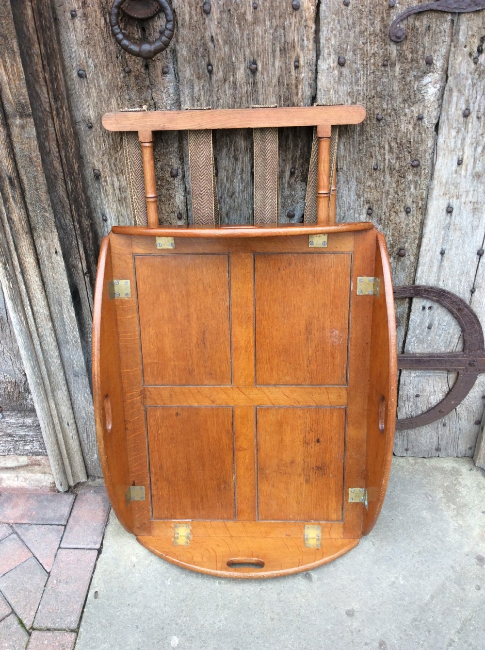 A 19thC buttle’s oak tray with a faux bamboo ash stand View IV