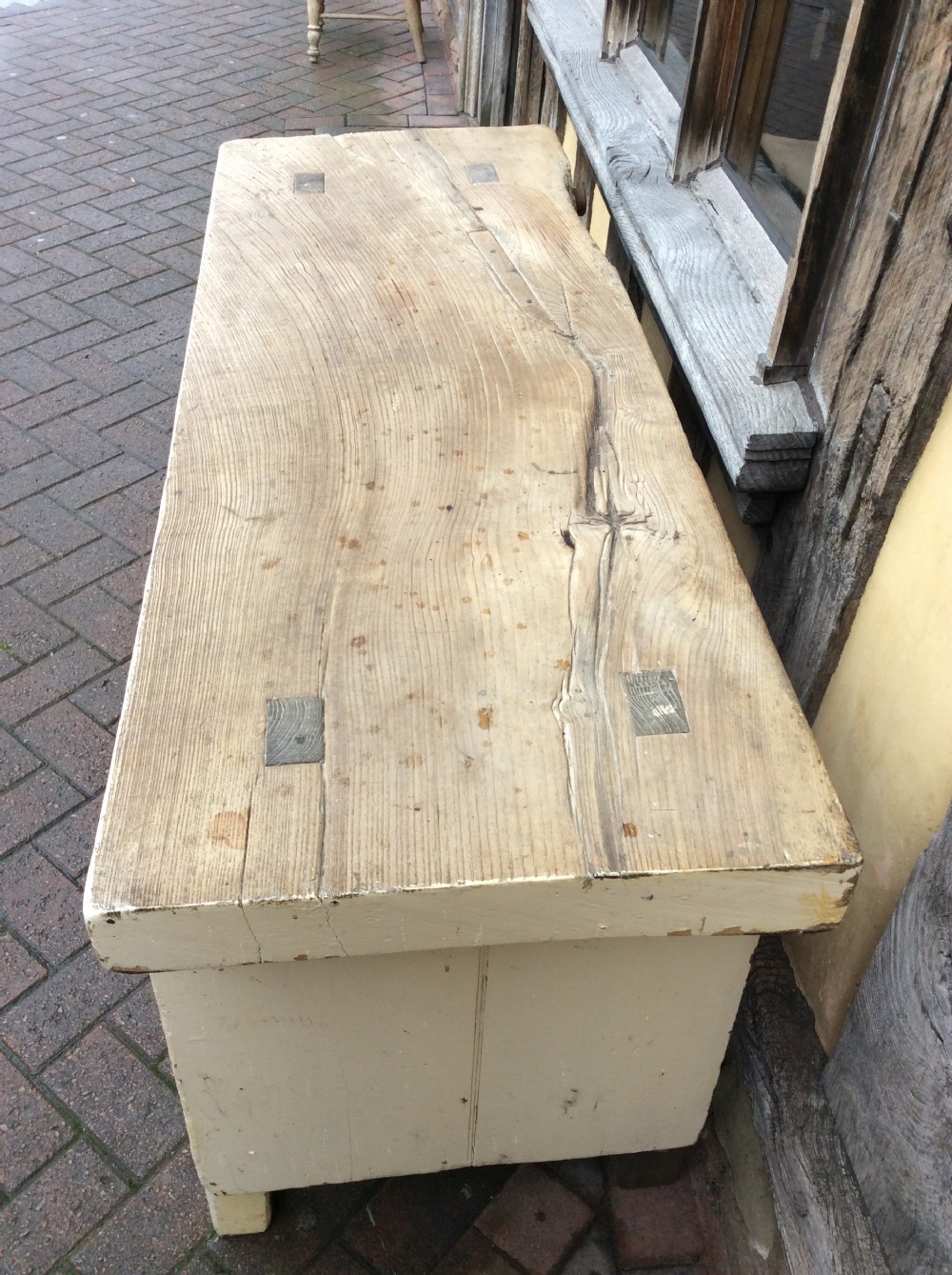 A 19thC painted pine and elm primitive cupboard View IV