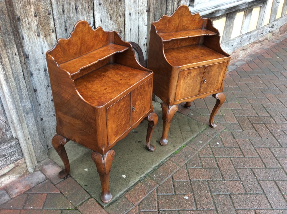 A pair of 1920’s burr ash bedside cabinets View III