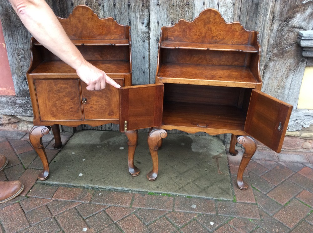 A pair of 1920’s burr ash bedside cabinets View V