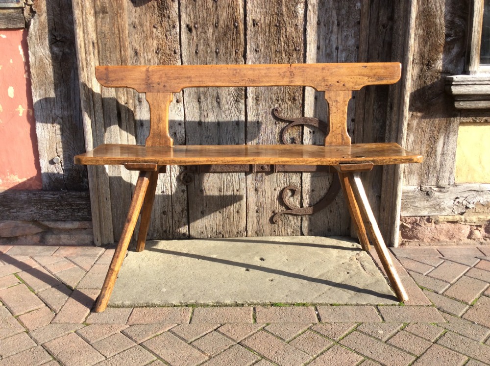A charming early 19thC Welsh country elm and ash bench View II