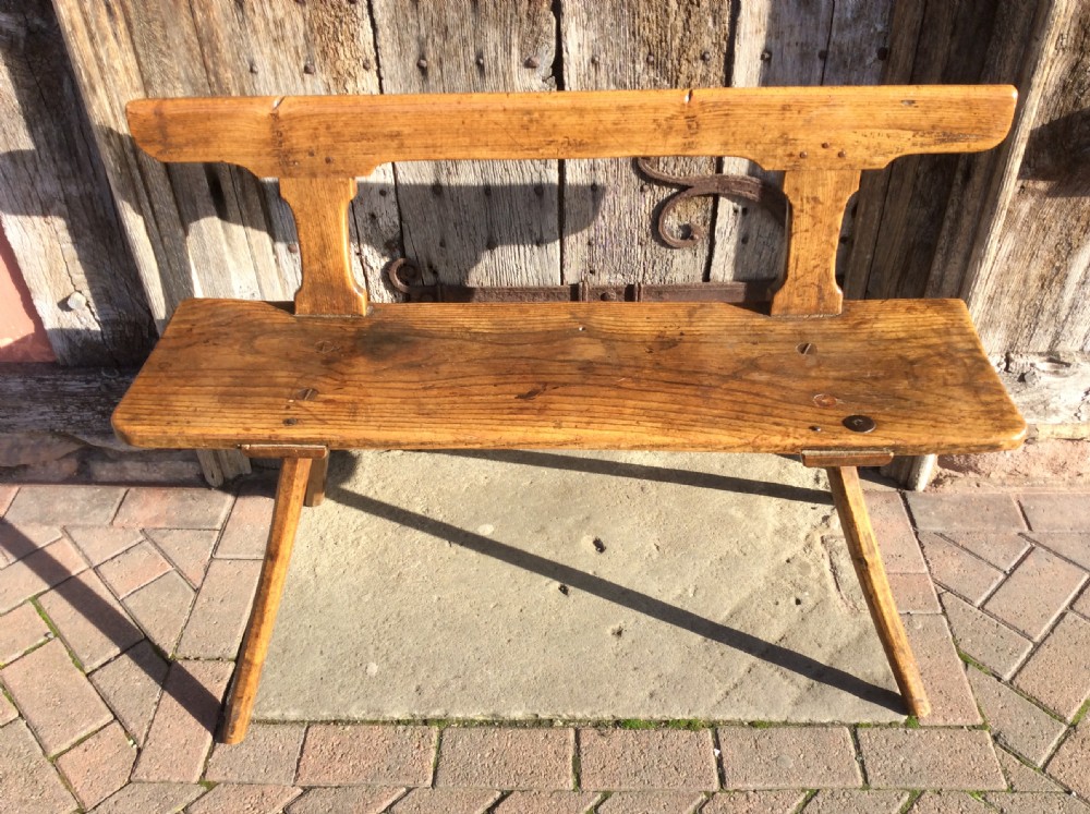 A charming early 19thC Welsh country elm and ash bench View III
