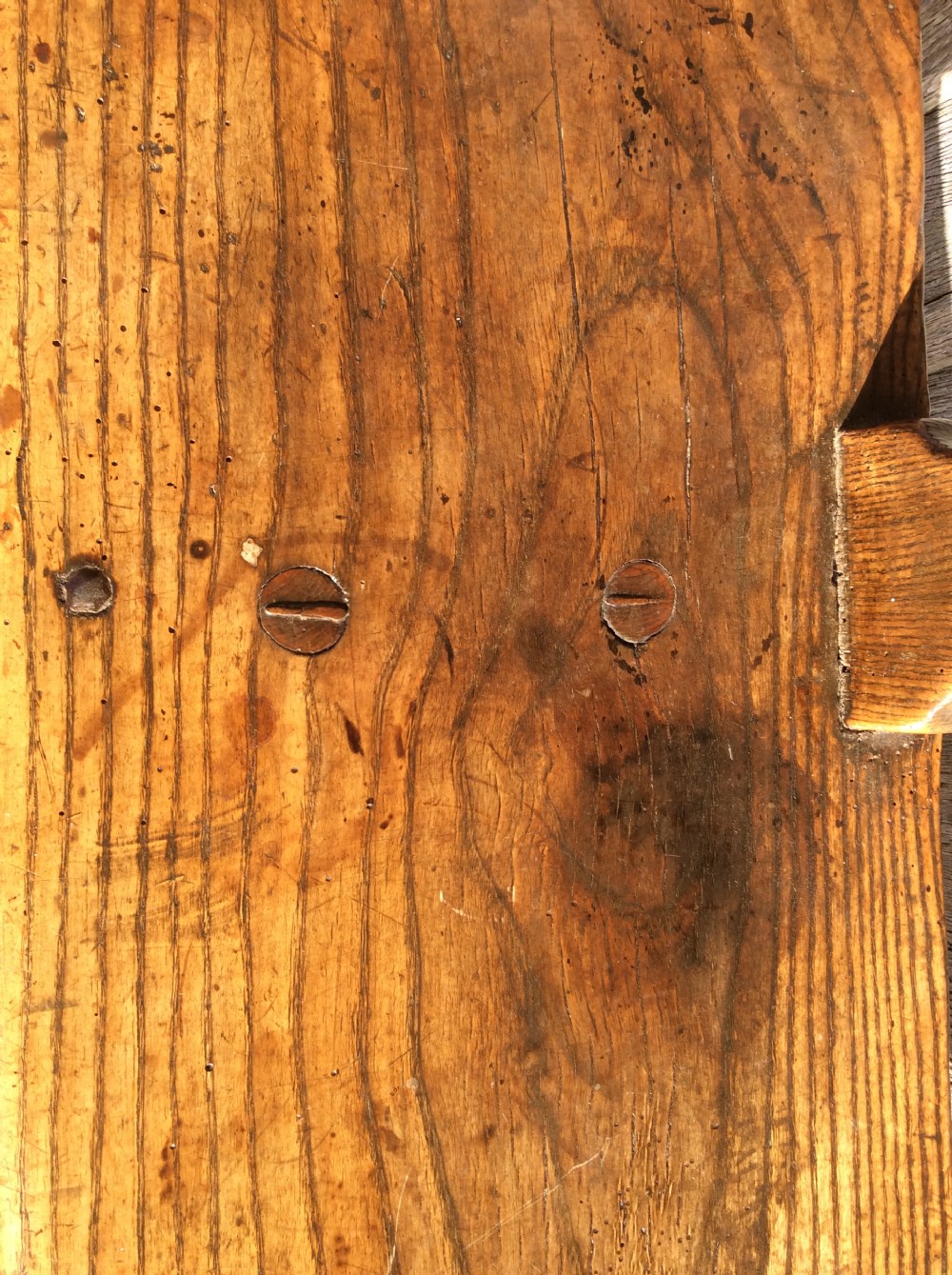 A charming early 19thC Welsh country elm and ash bench View IV