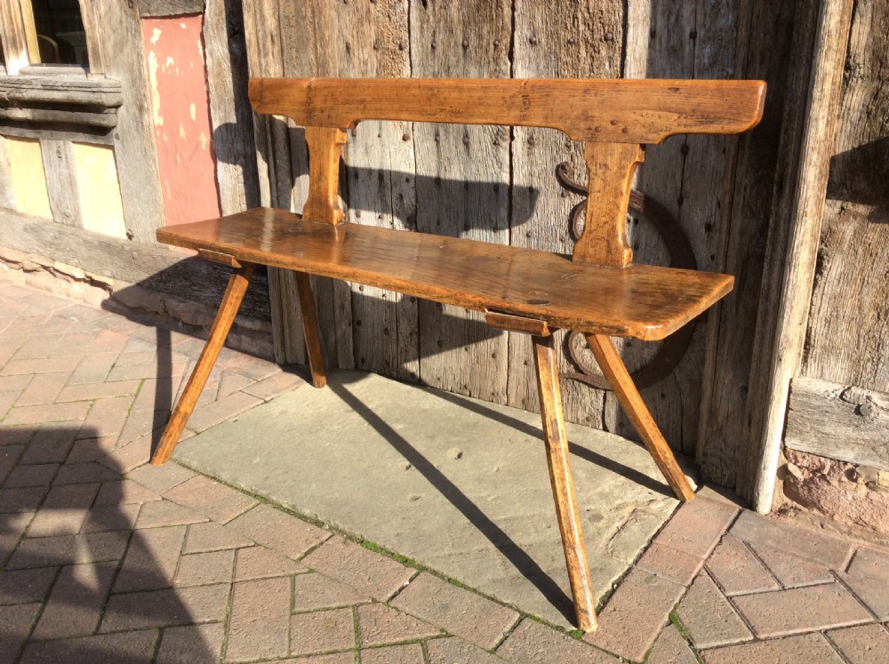 A charming early 19thC Welsh country elm and ash bench View V