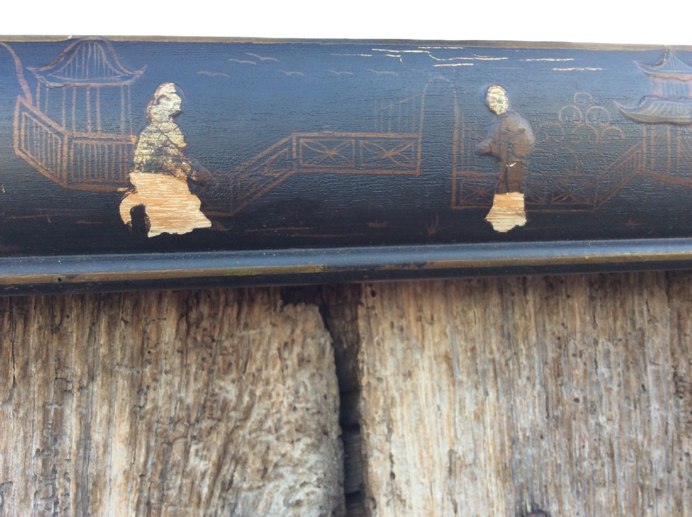 A 19thC Chinoiserie lacquered mirror  View VII