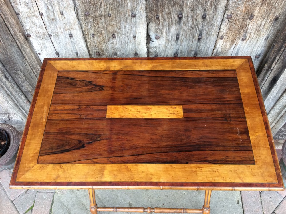 A 19thC Coaching table in rosewood and birds eye maple View V