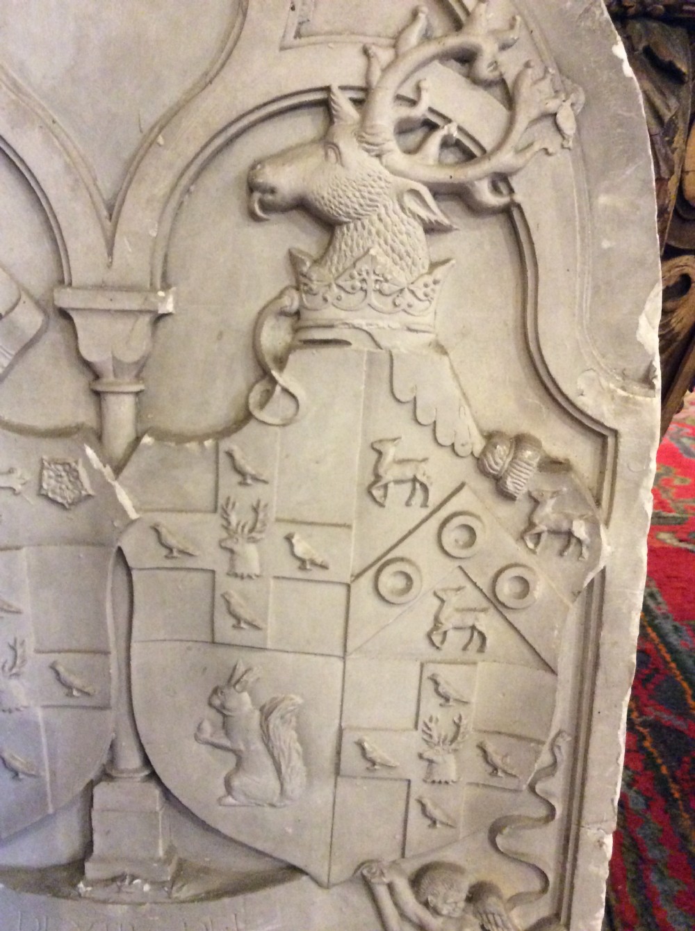 A 19thC plaster relief of a coat of arms View II