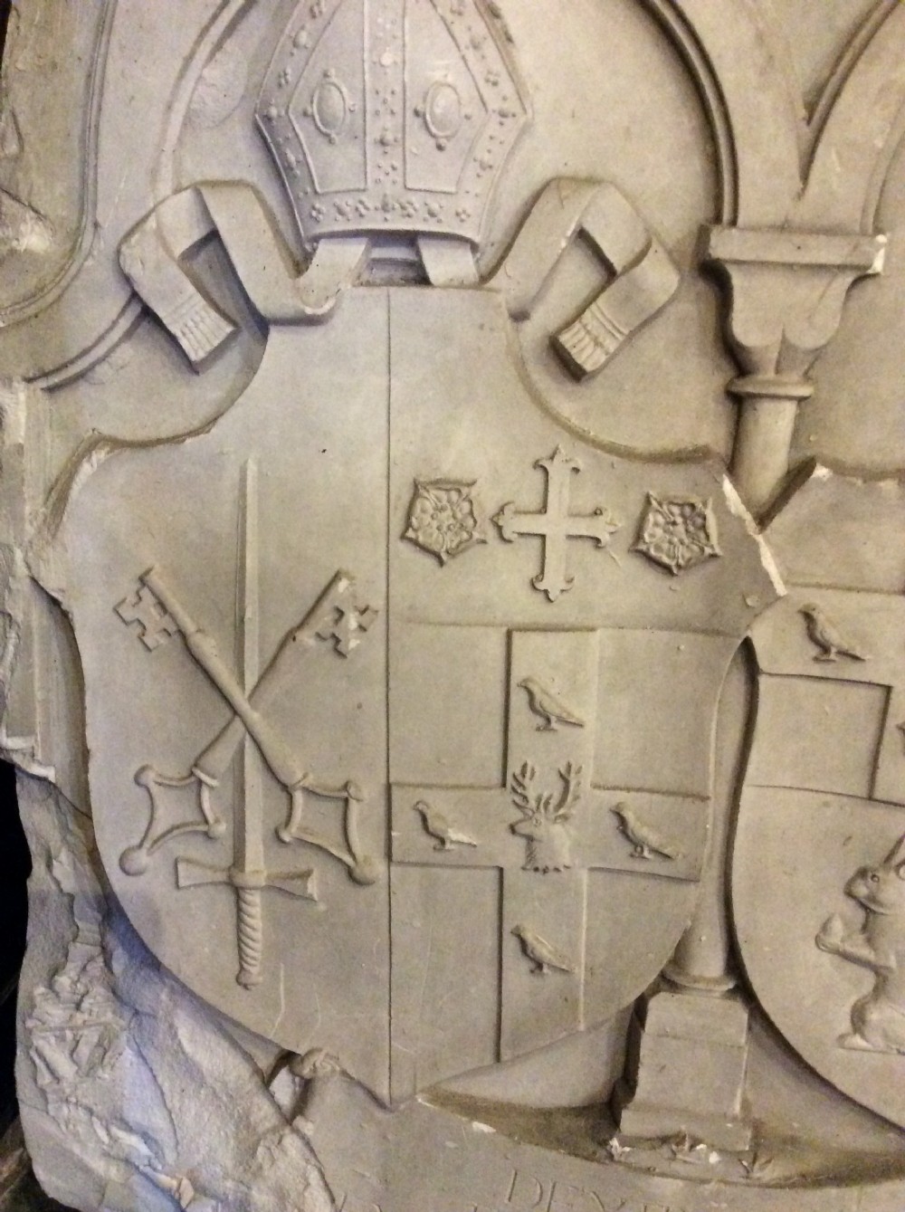 A 19thC plaster relief of a coat of arms View III
